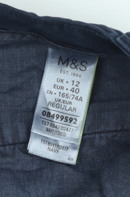 Marks and Spencer Men's Blue Regular Fit Chino Trousers Size 12