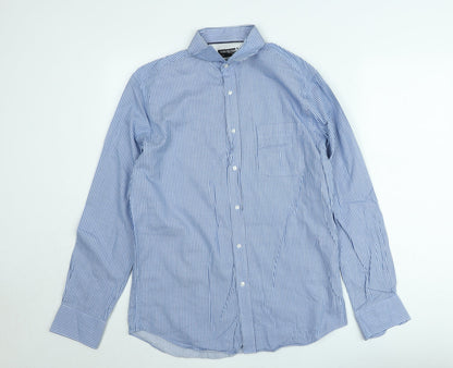 Debenhams Men's Blue Striped Slim Fit Long Sleeve Button-Up Shirt 15.5in
