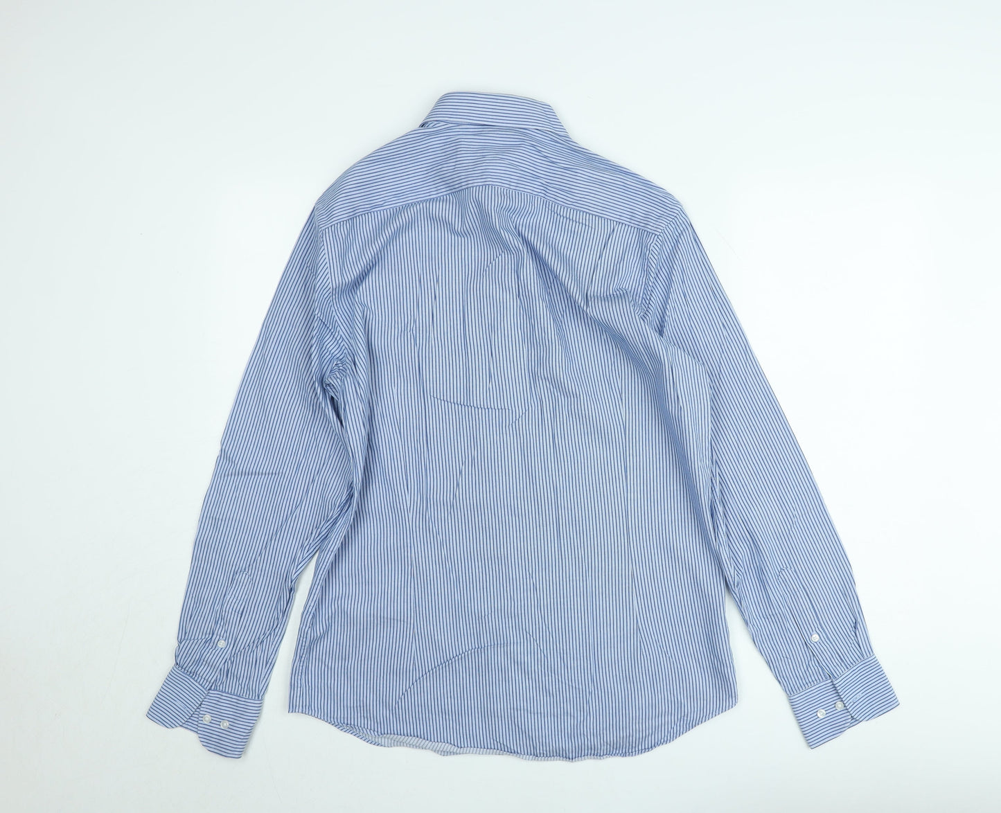 Debenhams Men's Blue Striped Slim Fit Long Sleeve Button-Up Shirt 15.5in