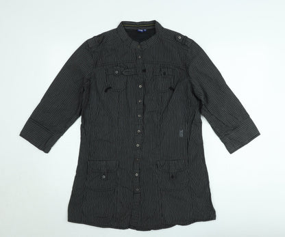 Cecil Women’s Black Striped Button-Up Tunic Shirt M