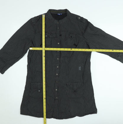 Cecil Women’s Black Striped Button-Up Tunic Shirt M