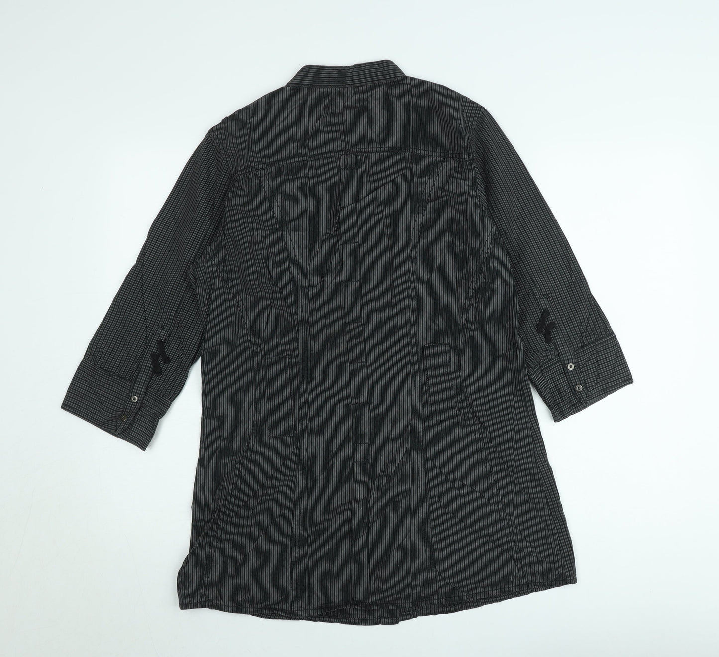 Cecil Women’s Black Striped Button-Up Tunic Shirt M