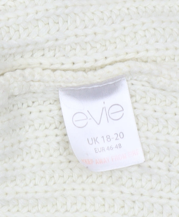 Evie Women Ivory Chunky Knit Open Cardigan UK 18-20