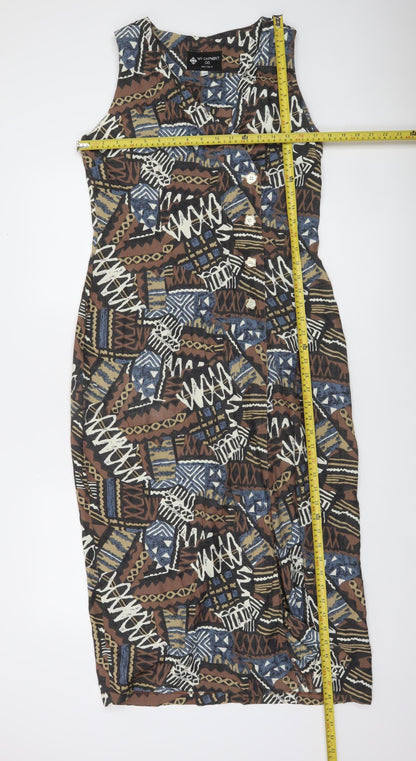 My Garment Co. Women’s Brown Tribal Geometric Shift Dress Size 12