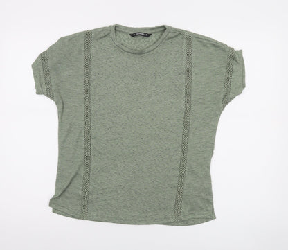 Dunnes Women's Green Short Sleeve Cotton Blend T-Shirt Size S