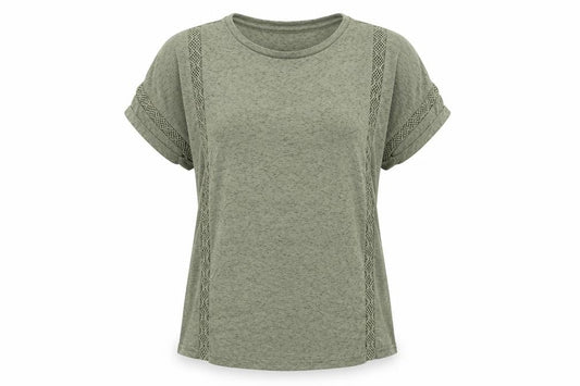 Dunnes Women's Green Short Sleeve Cotton Blend T-Shirt Size S