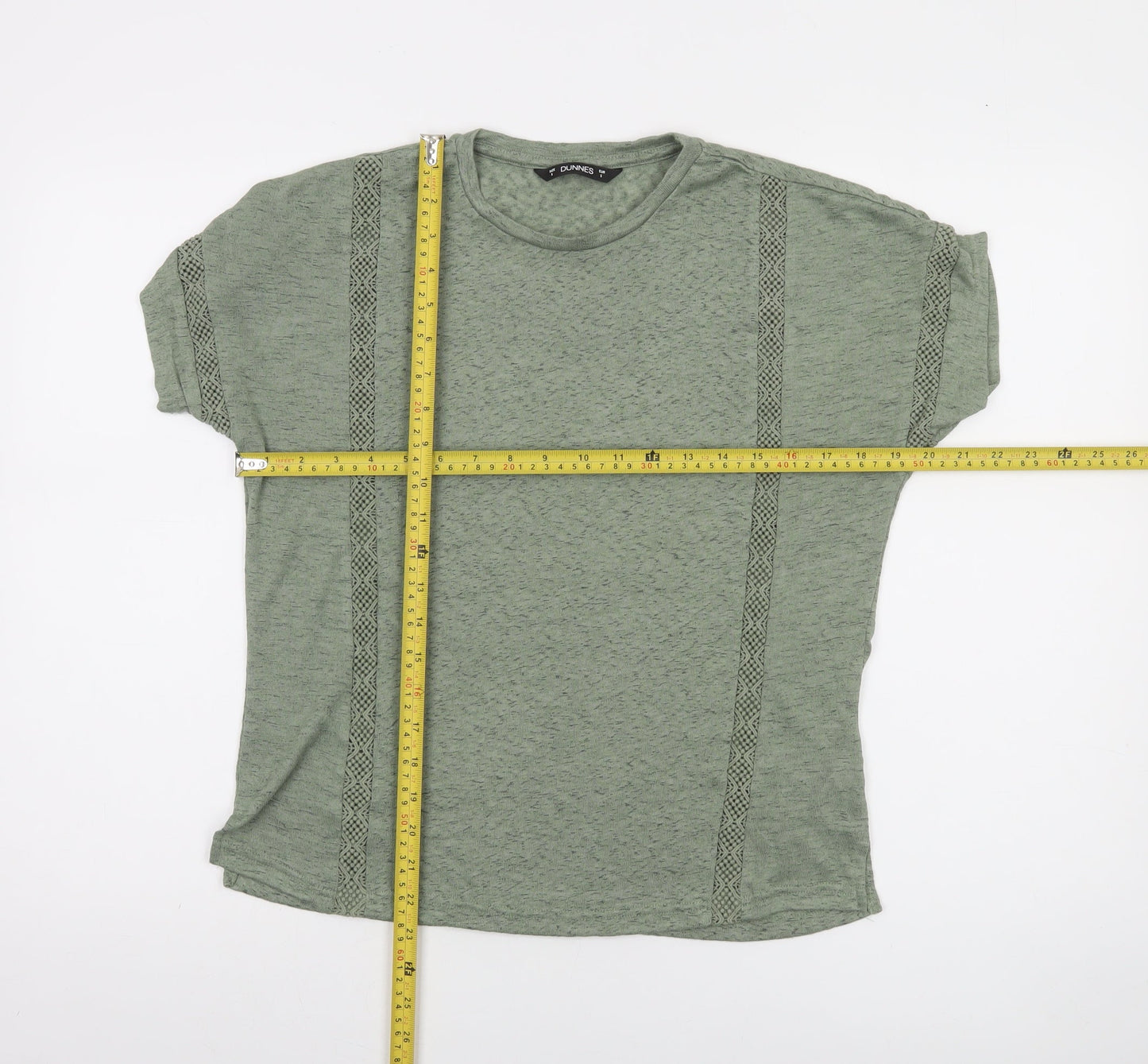 Dunnes Women's Green Short Sleeve Cotton Blend T-Shirt Size S