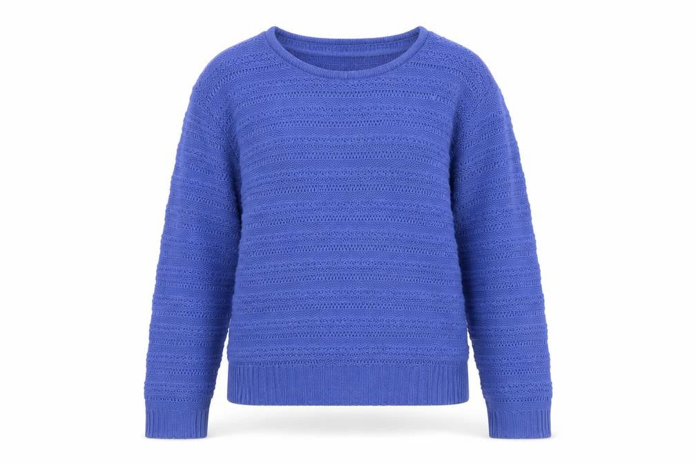 Front view of Only Women Blue Knit Open-Knit jumper, size M