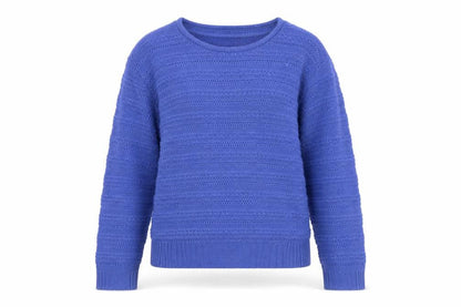 Front view of Only Women Blue Knit Open-Knit jumper, size M