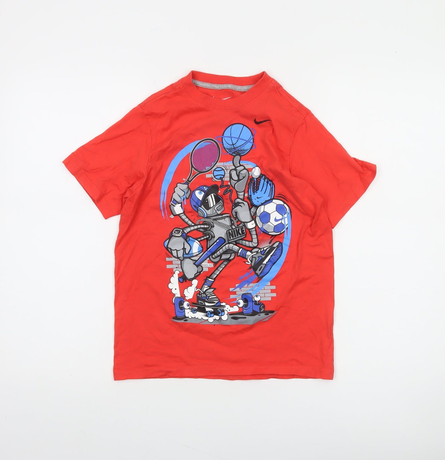 Nike Boys Red Graphic Sports T-Shirt Size 8-10 Years Small