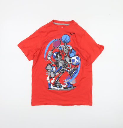 Nike Boys Red Graphic Sports T-Shirt Size 8-10 Years Small
