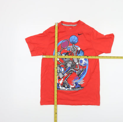 Nike Boys Red Graphic Sports T-Shirt Size 8-10 Years Small