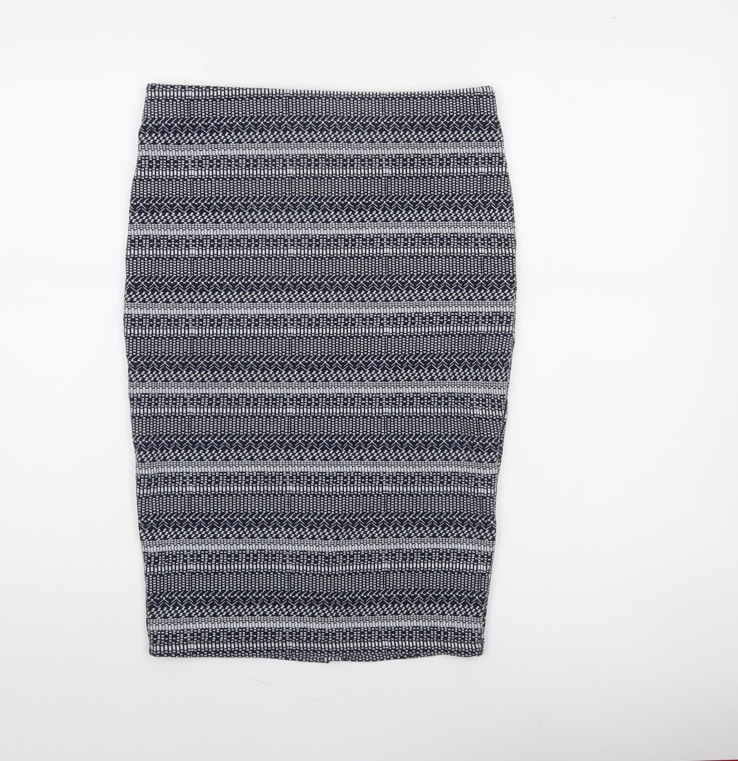 Zara Women Blue Geometric Knit Pencil Skirt Size 10