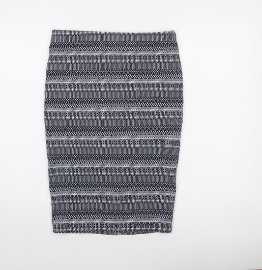 Zara Women Blue Geometric Knit Pencil Skirt Size 10