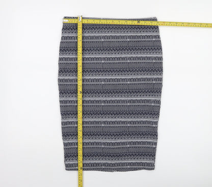 Zara Women Blue Geometric Knit Pencil Skirt Size 10