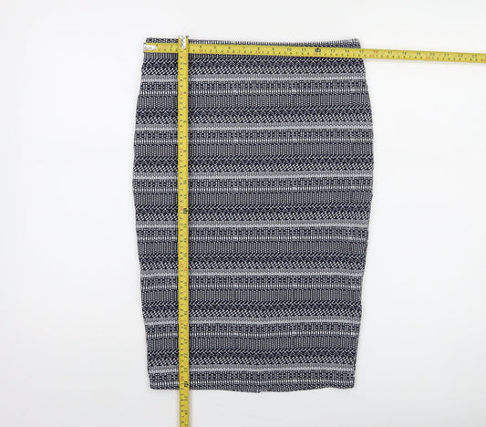 Zara Women Blue Geometric Knit Pencil Skirt Size 10