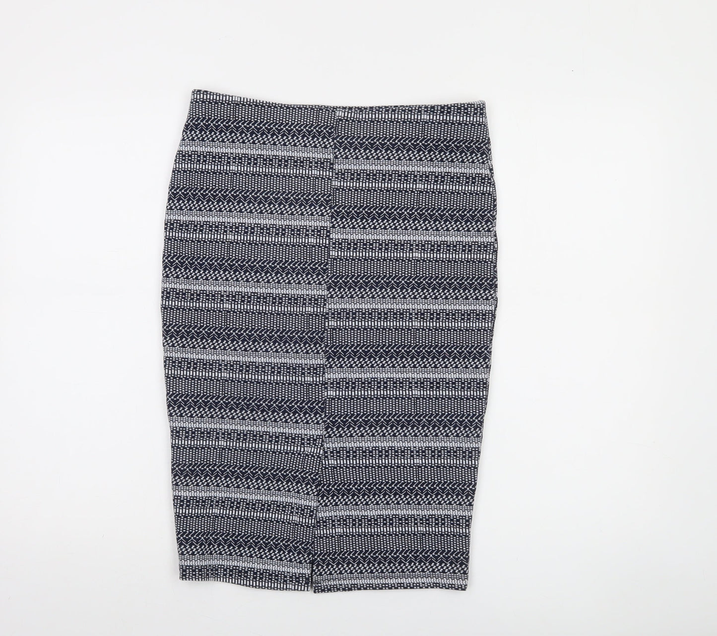 Zara Women Blue Geometric Knit Pencil Skirt Size 10