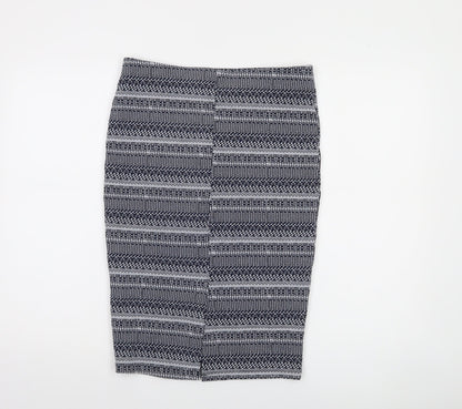 Zara Women Blue Geometric Knit Pencil Skirt Size 10
