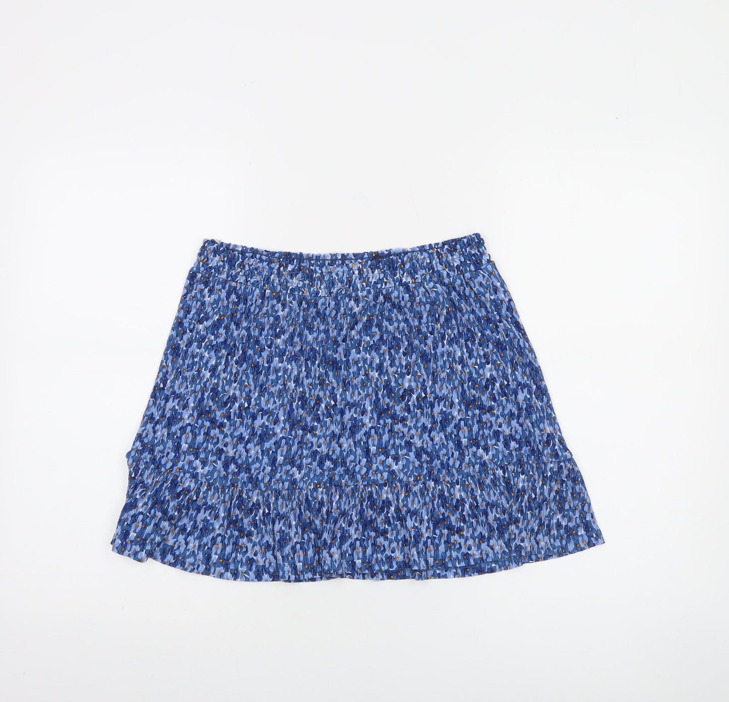 MNG Womens Blue Pleated Floral Short Skirt Size M