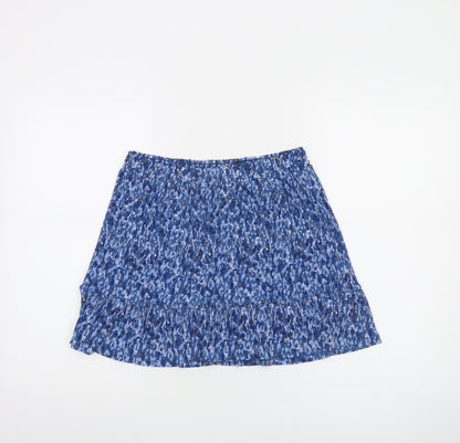 MNG Womens Blue Pleated Floral Short Skirt Size M