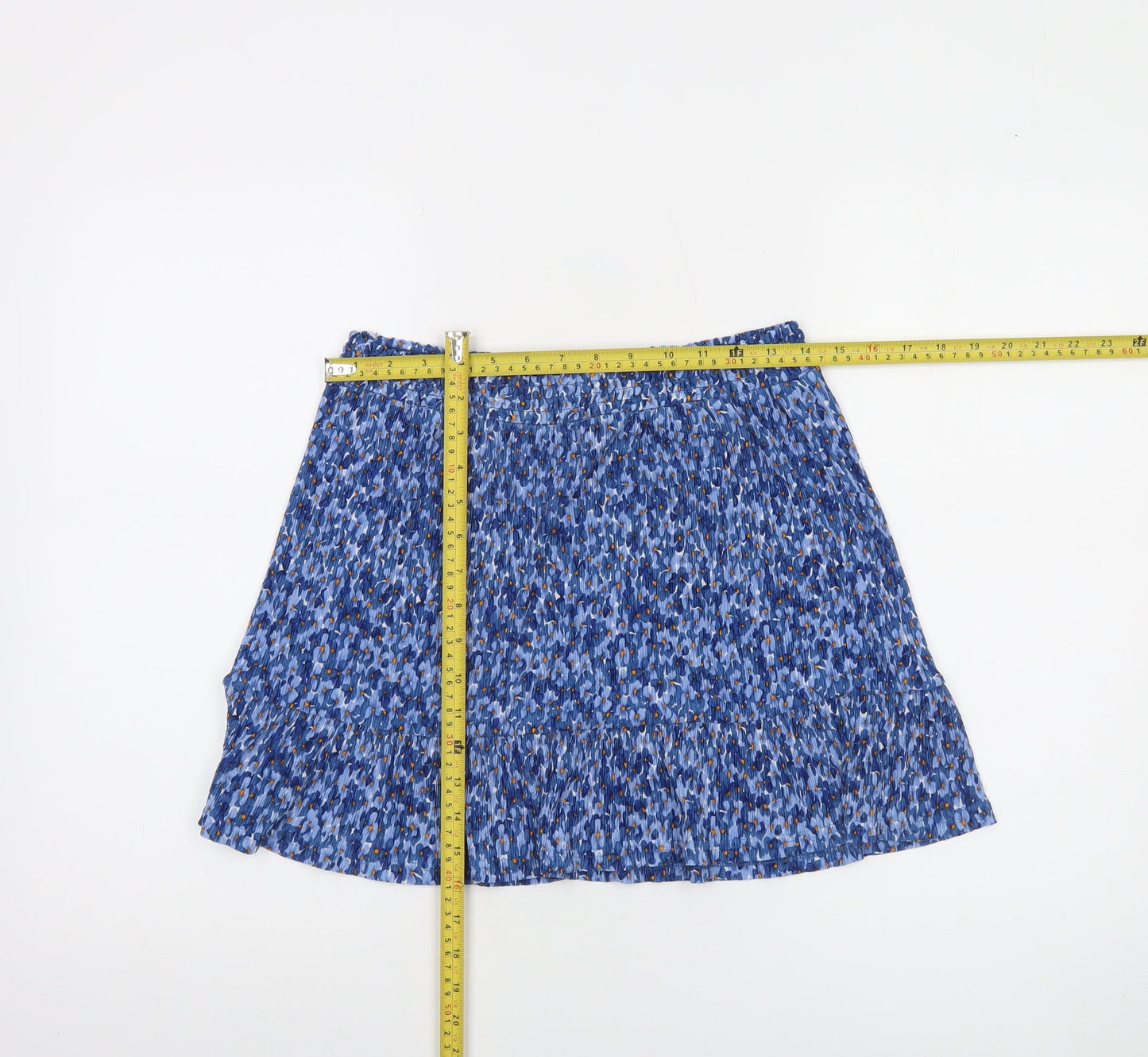 MNG Womens Blue Pleated Floral Short Skirt Size M