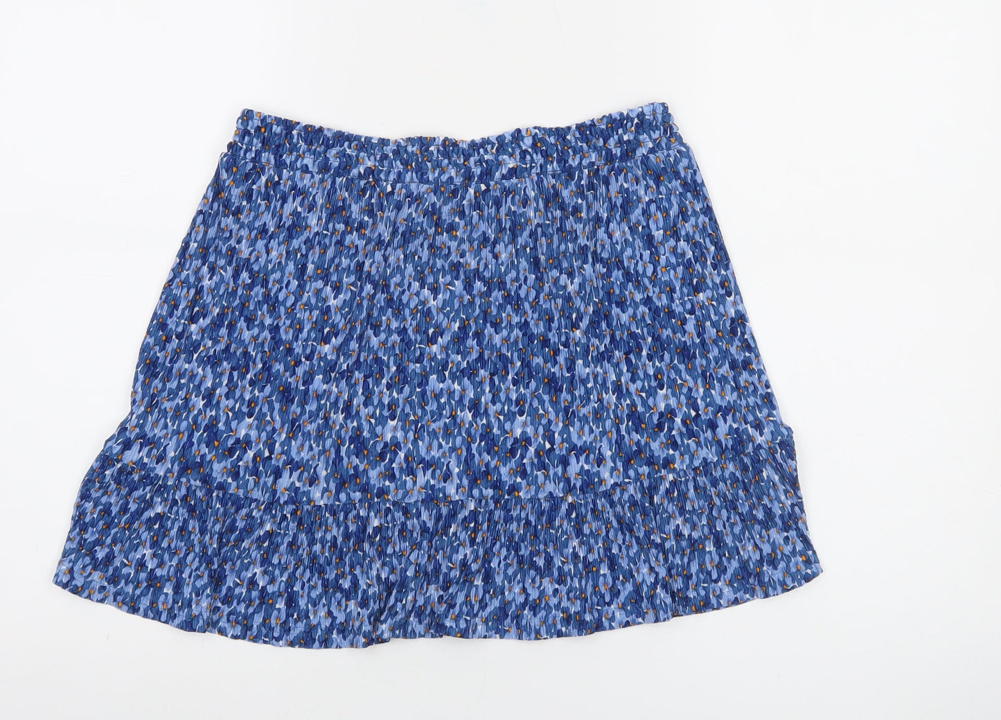 MNG Womens Blue Pleated Floral Short Skirt Size M