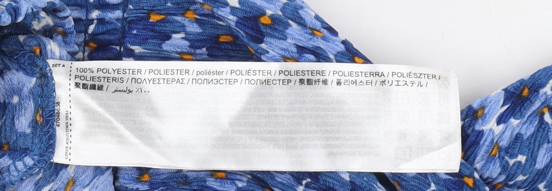 MNG Womens Blue Pleated Floral Short Skirt Size M