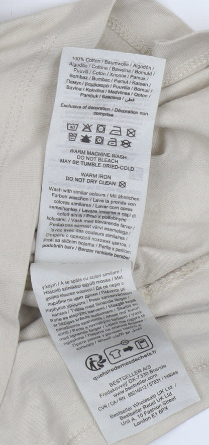 Jack & Jones Mens Beige Originals Cotton Crew Neck T-Shirt Size M