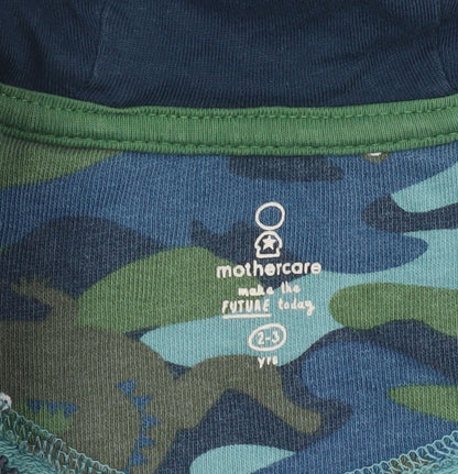 Mothercare Boys Green Blue Camouflage Full Zip Hoodie 2-3 Years Cotton Blend