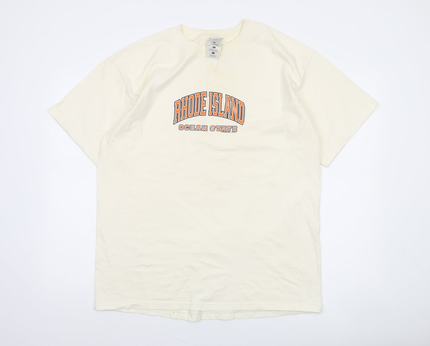 Gold Basics Label Men's Beige Rhode Island Graphic T-Shirt Size L