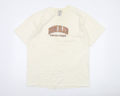 Gold Basics Label Men's Beige Rhode Island Graphic T-Shirt Size L