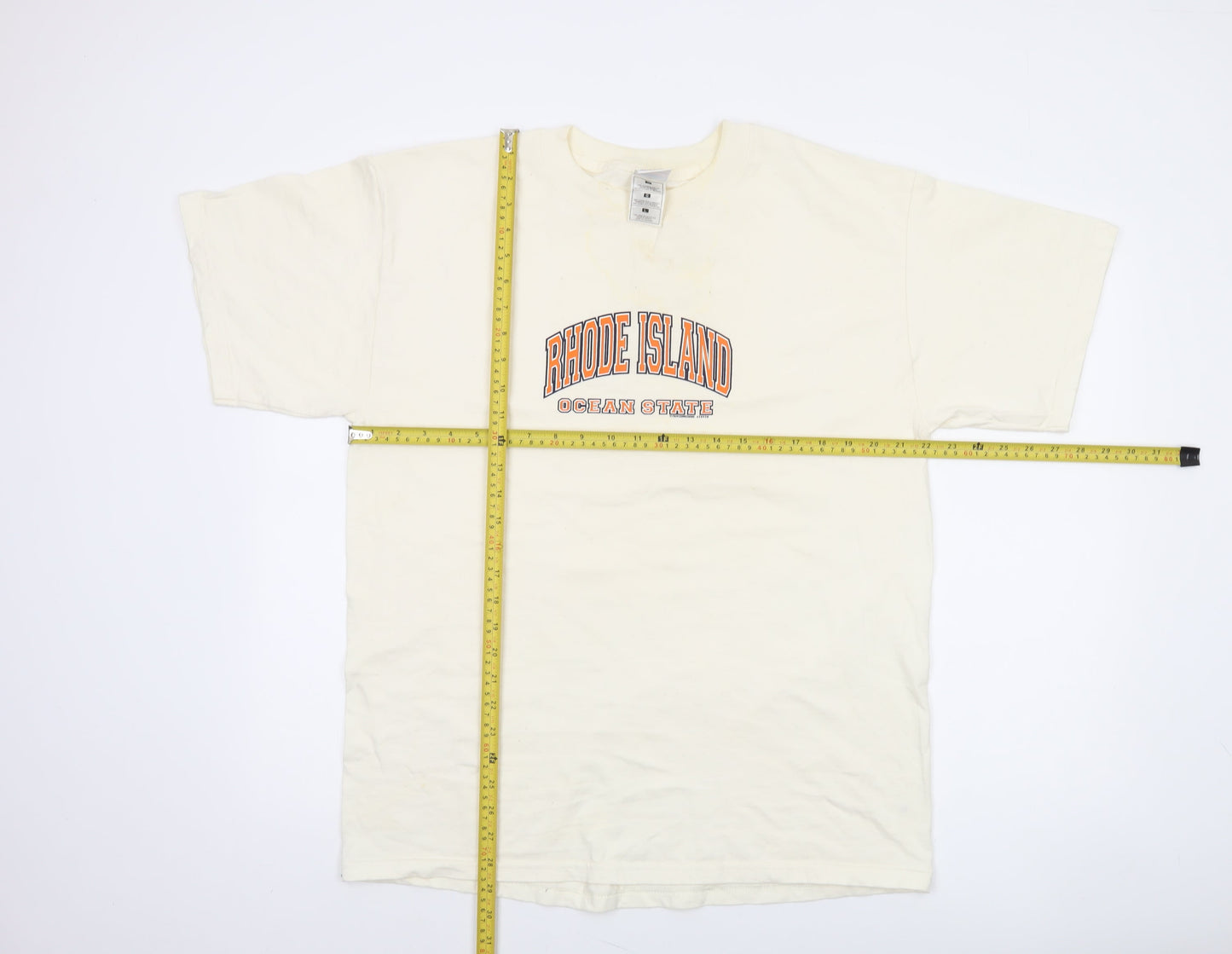 Gold Basics Label Men's Beige Rhode Island Graphic T-Shirt Size L