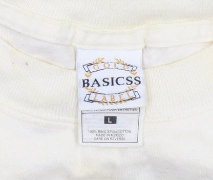 Gold Basics Label Men's Beige Rhode Island Graphic T-Shirt Size L