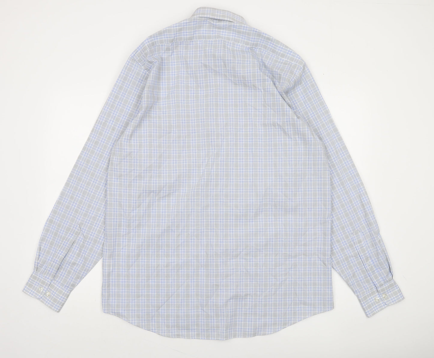 Van Heusen Men's Blue Check Regular Fit Long Sleeve Dress Shirt Size L