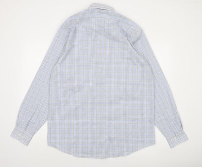 Van Heusen Men's Blue Check Regular Fit Long Sleeve Dress Shirt Size L