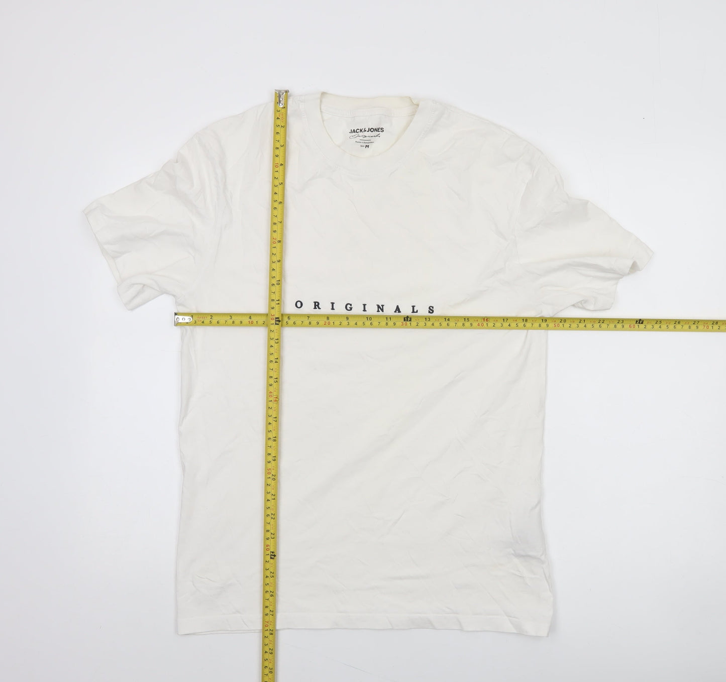 Jack & Jones Men's White Originals Crew Neck Cotton T-Shirt Size M