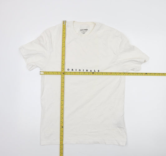 Jack & Jones Men's White Originals Crew Neck Cotton T-Shirt Size M
