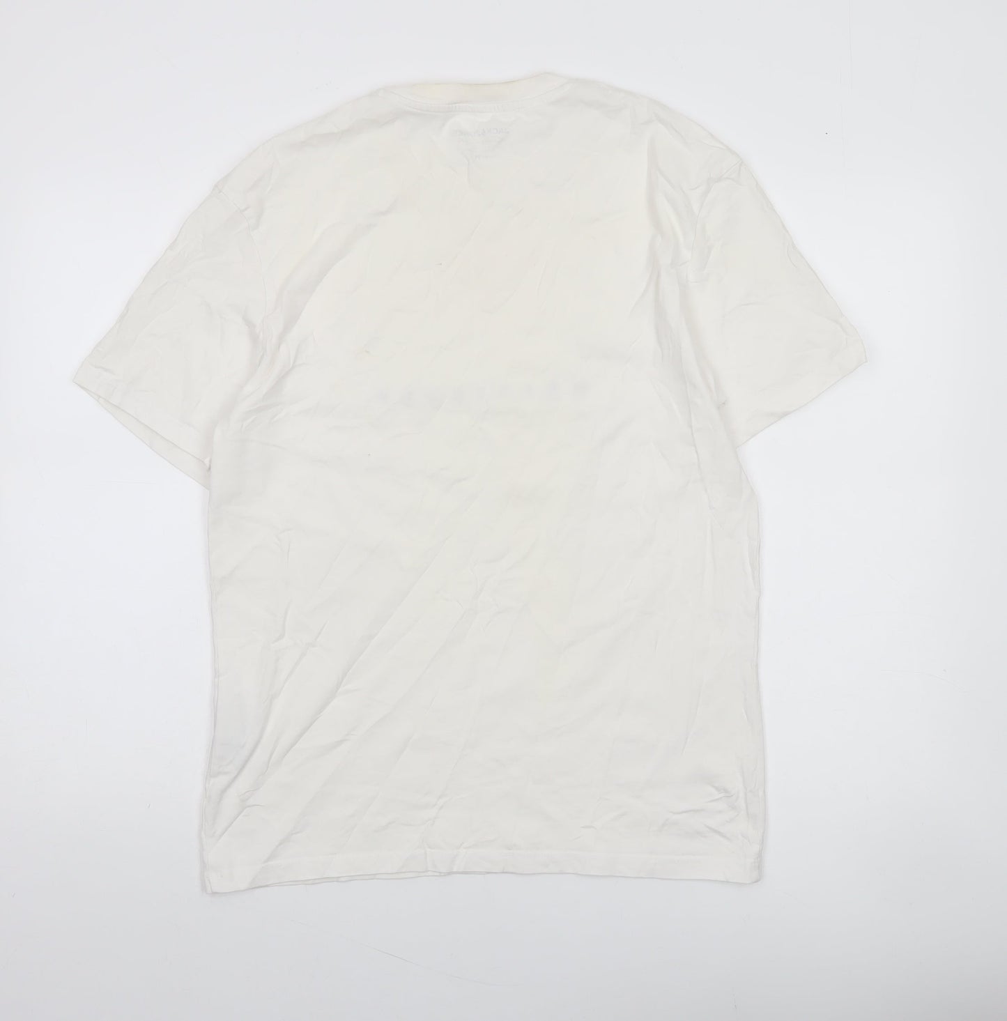 Jack & Jones Men's White Originals Crew Neck Cotton T-Shirt Size M