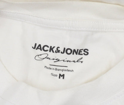 Jack & Jones Men's White Originals Crew Neck Cotton T-Shirt Size M