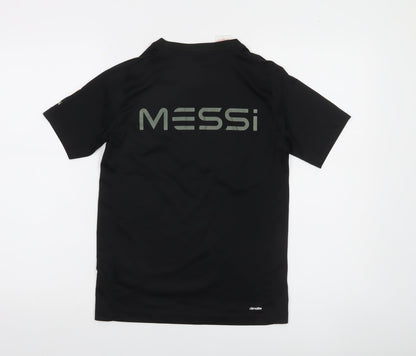 Adidas Boys Black & Green Messi Football T-Shirt Size 11-12 Years Climalite