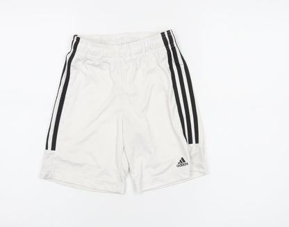 Adidas Boys White 9-10 Years Athletic Shorts Quick Dry Sportswear