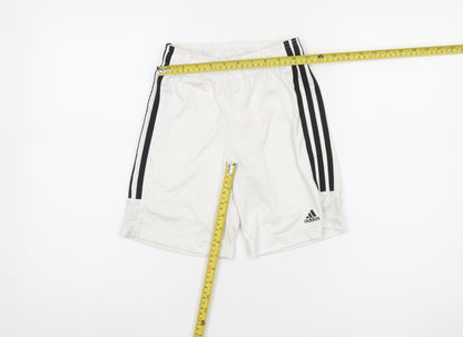 Adidas Boys White 9-10 Years Athletic Shorts Quick Dry Sportswear