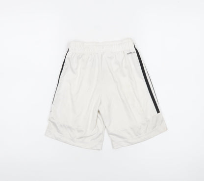 Adidas Boys White 9-10 Years Athletic Shorts Quick Dry Sportswear