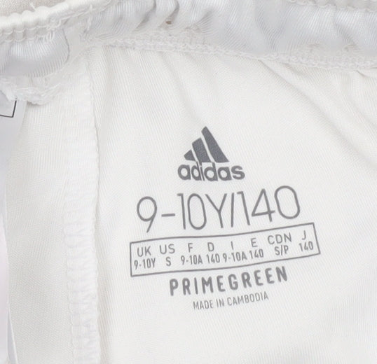 Adidas Boys White 9-10 Years Athletic Shorts Quick Dry Sportswear