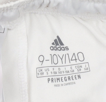 Adidas Boys White 9-10 Years Athletic Shorts Quick Dry Sportswear