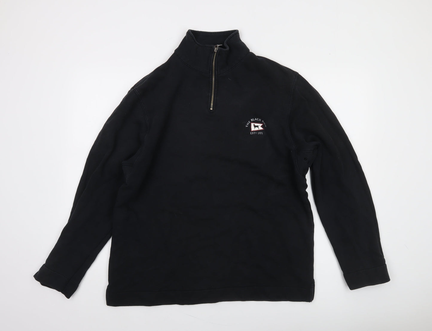 The Black Dog Men’s Black Small Quarter Zip Cotton Sweatshirt