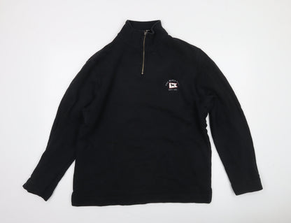 The Black Dog Men’s Black Small Quarter Zip Cotton Sweatshirt