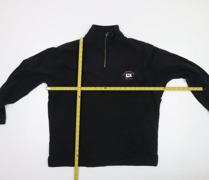 The Black Dog Men’s Black Small Quarter Zip Cotton Sweatshirt