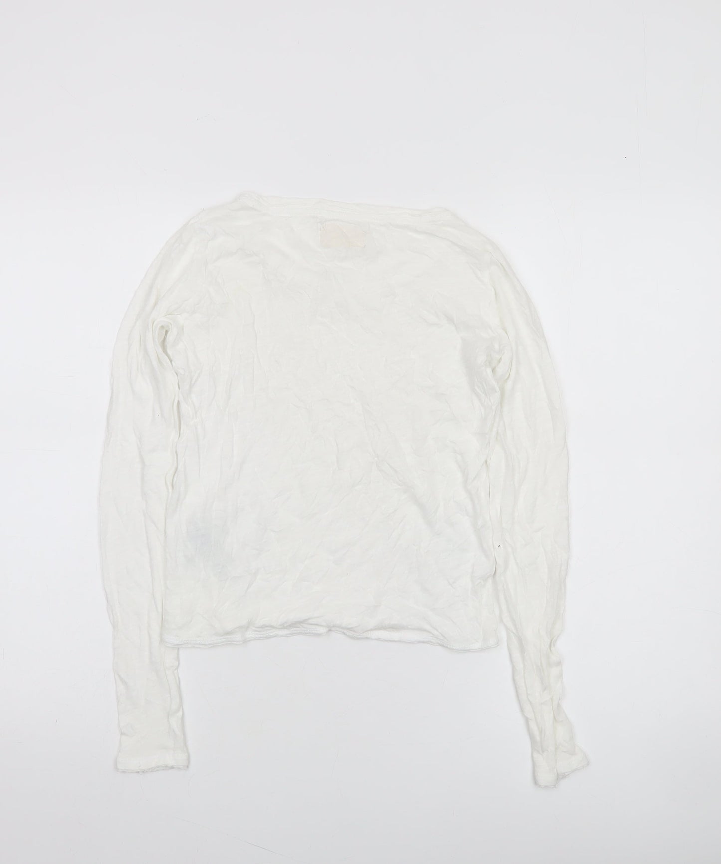 Hollister Women’s White Sequin Long Sleeve T-Shirt XS
