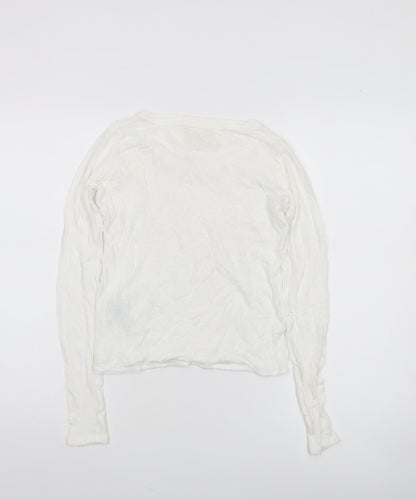 Hollister Women’s White Sequin Long Sleeve T-Shirt XS